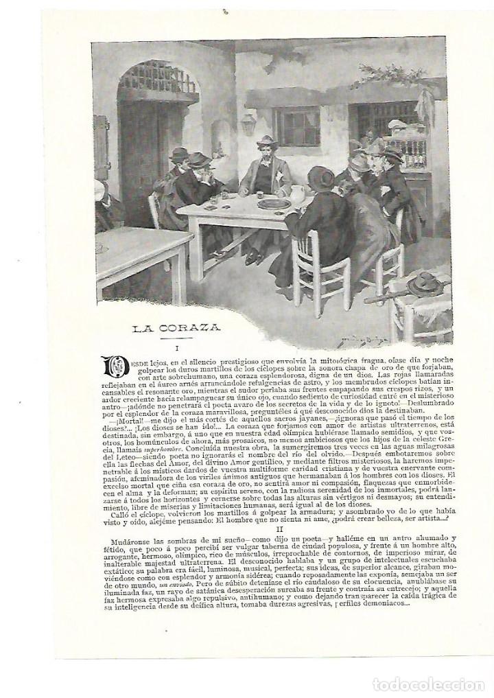 Collezionismo: A&Ntilde;O 1905 RECORTE PRENSA RELATO  LA CORAZA POR BLANCA DE LOS RIOS DE LAMPEREZ DIBUJO MENDEZ BRINGA