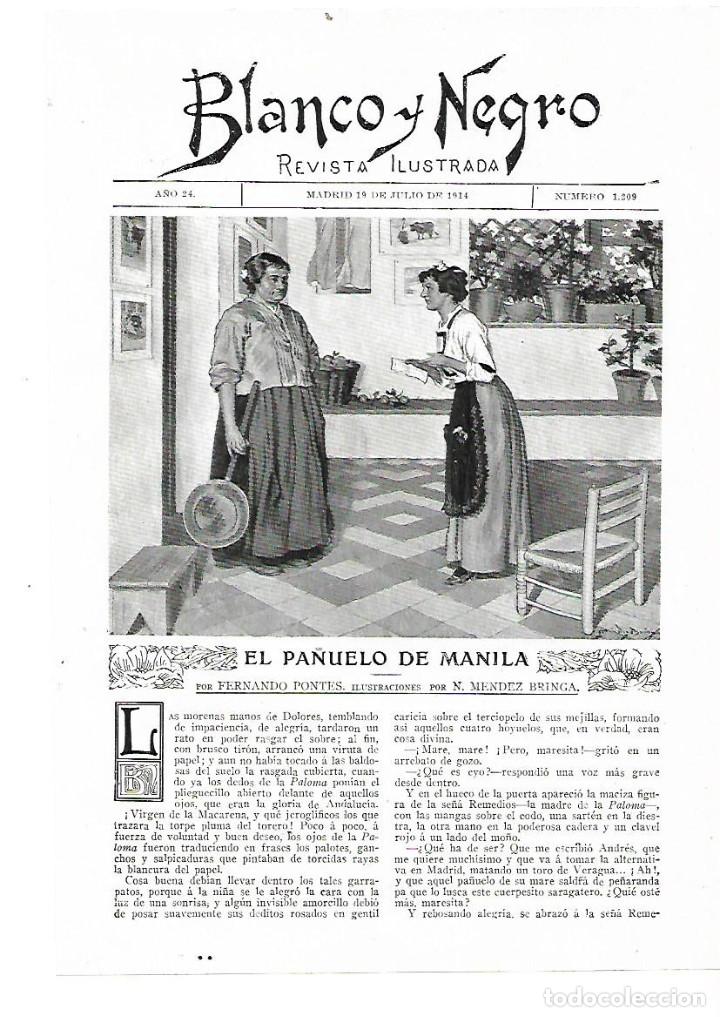 Collezionismo: A&Ntilde;O 1914 RECORTE PRENSA RELATO CORTO EL PA&Ntilde;UELO DE MANILA POR FERNANDO PONTES DIBUJO MENDEZ BRINGA