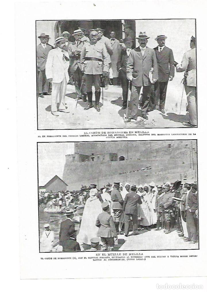 Collectionnisme: A&Ntilde;O 1914 RECORTE PRENSA MELILLA VISITA CONDE ROMANONES GENERAL JORDANA LABORATORIO GRANJA AGRICOLA