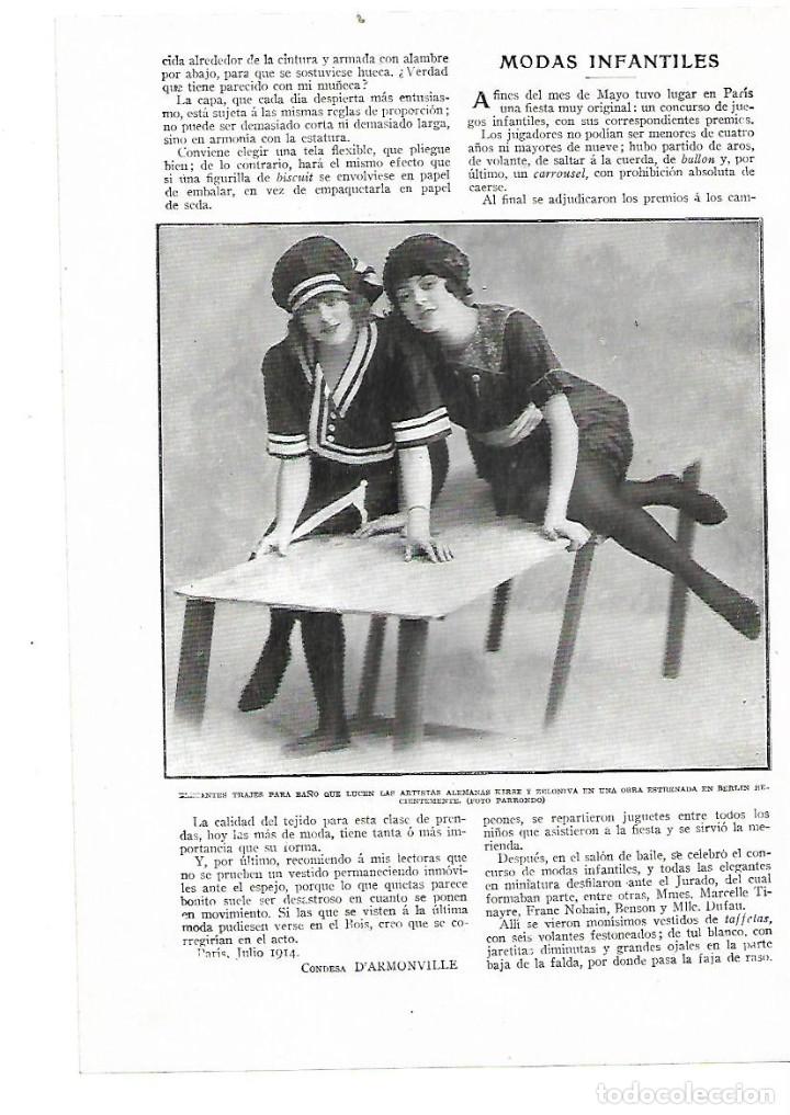 Colecionismo: A&Ntilde;O 1914 RECORTE PRENSA MODA MUJER TRAJE PARA EL BA&Ntilde;O ACTRIZ ALEMANA KIRSE ZELONIVA TEATRO