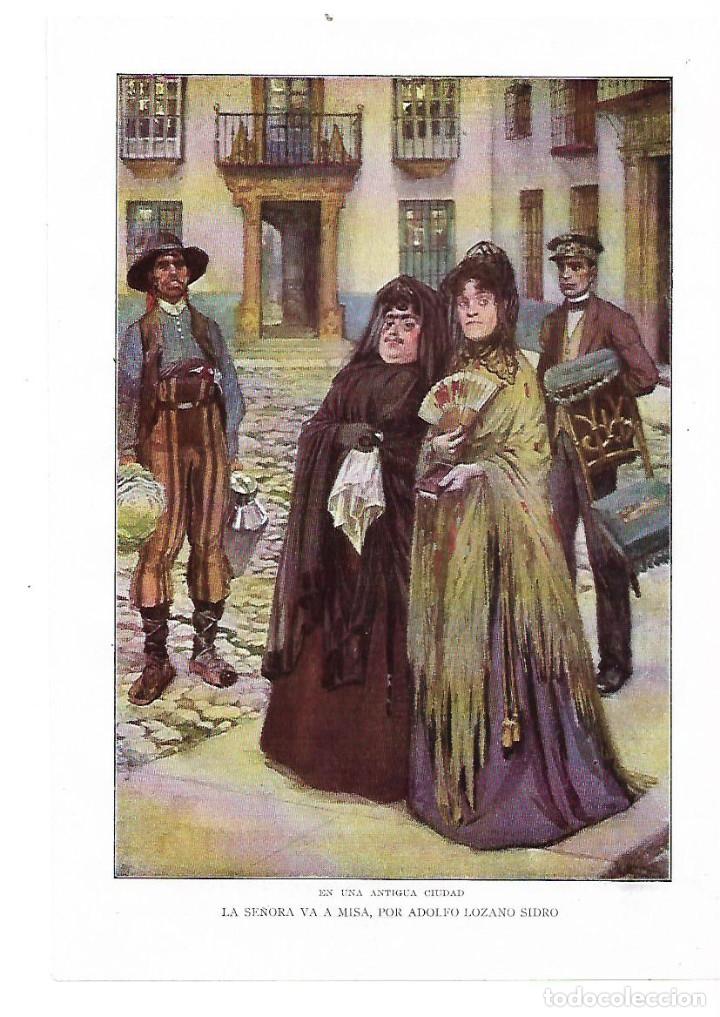 Colecionismo: A&Ntilde;O 1914 RECORTE PRENSA PINTURA LAMINA DIBUJO REPRODUCCION LA SE&Ntilde;ORA VA A MISA ADOLFO LOZANO SIDRO