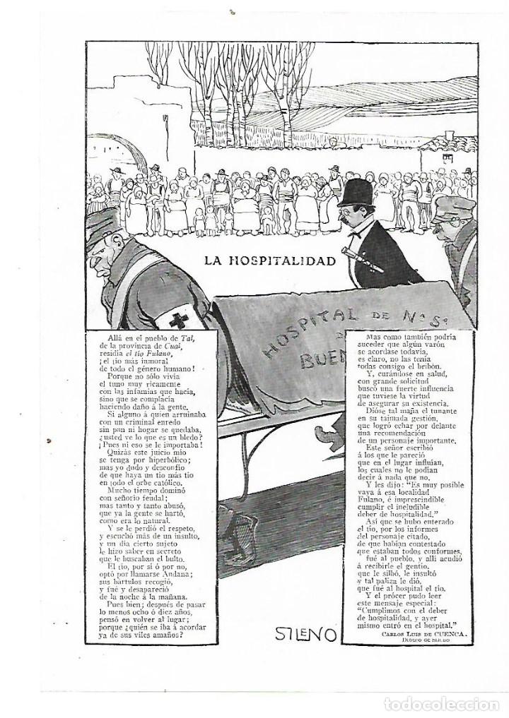 Collezionismo: A&Ntilde;O 1914 RECORTE PRENSA POESIA LA HOSPITALIDAD POR CARLOS LUIS DE CUENCA DIBUJO SILENO