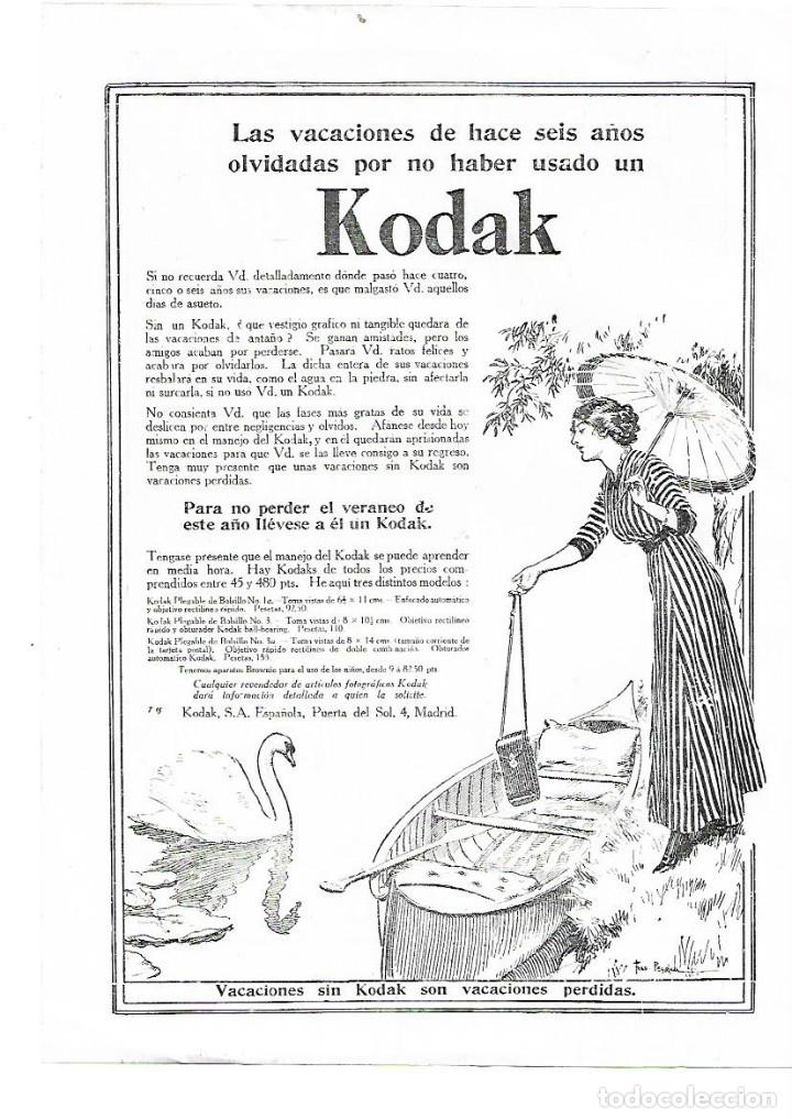 Collectionnisme: A&Ntilde;O 1914 RECORTE PRENSA PUBLICIDAD KODAK FOTOGRAFIA FOTOS CAMARA FOTOGRAFICA