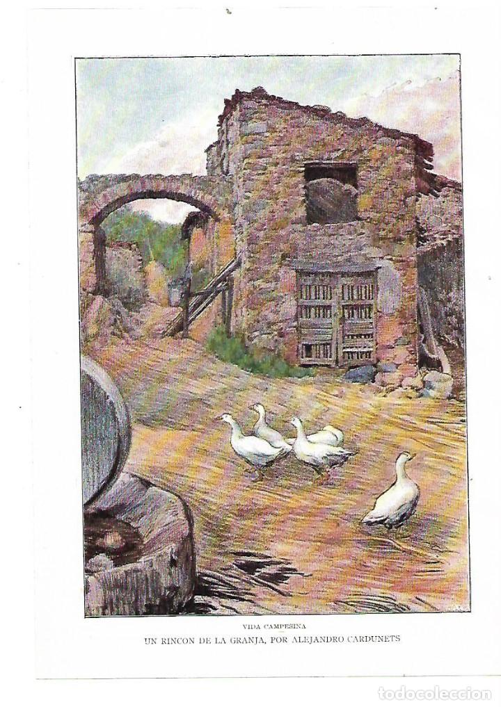 Collectionnisme: A&Ntilde;O 1914 RECORTE PRENSA PINTURA LAMINA DIBUJO UN RINCON DE LA GRANJA POR ALEJANDRO CARDUNETS