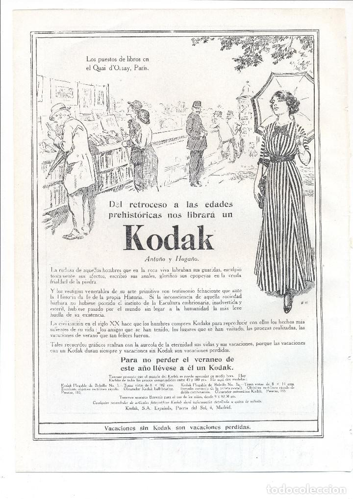 Collezionismo: A&Ntilde;O 1914 RECORTE PRENSA PUBLICIDAD KODAK FOTOS FOTOGRAFIA CAMARA  PUESTOS LIBROS QUAI ORSAY PARIS