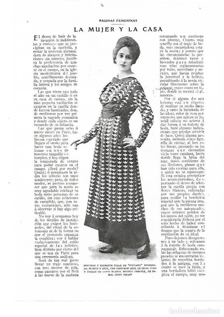 Collezionismo: A&Ntilde;O 1914 RECORTE PRENSA MODA MUJER VESTIDO TRAJE DE FOULARD MODELO DECROLL DE PARIS