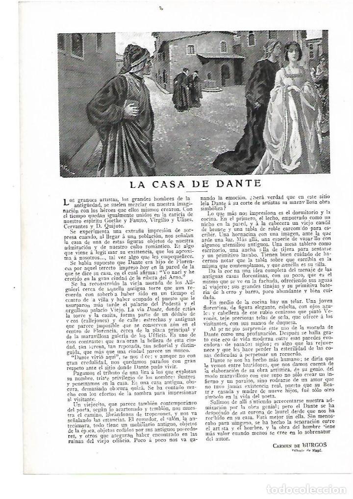 Colecionismo: A&Ntilde;O 1914 RECORTE PRENSA RELATO LA CASA DE DANTE POR CARMEN DE BURGOS DIBUJO DE ESPI