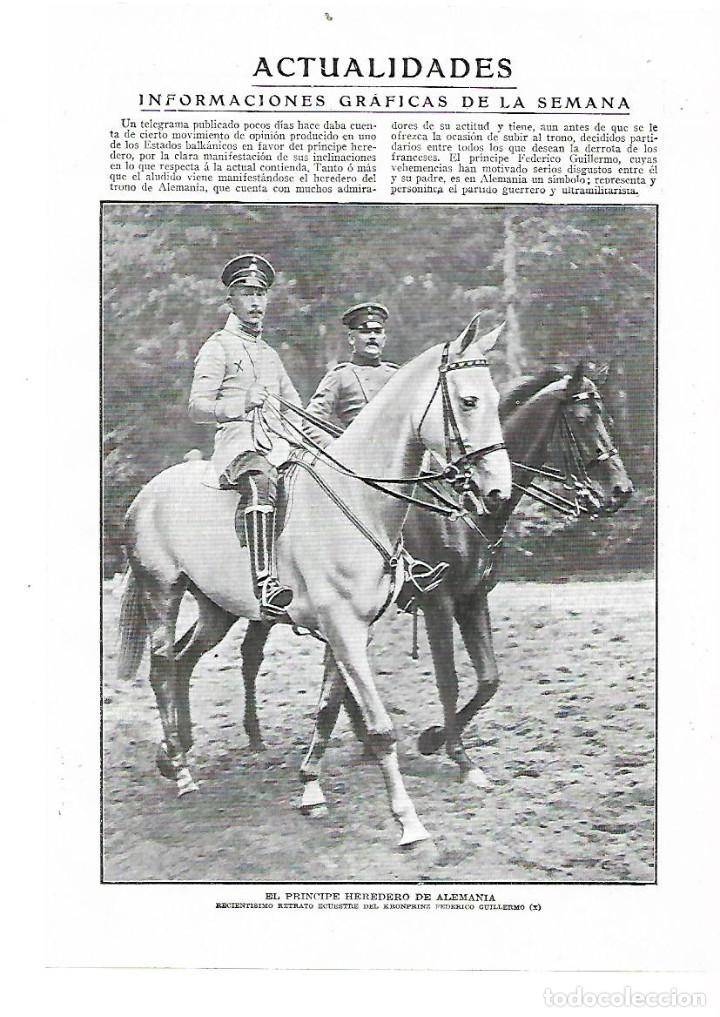 Colecionismo: A&Ntilde;O 1914 RECORTE PRENSA FOTOGRAFIA RETRATO ECUESTRE KRONPRINZ FEDERICO GUILLERMO ALEMANIA