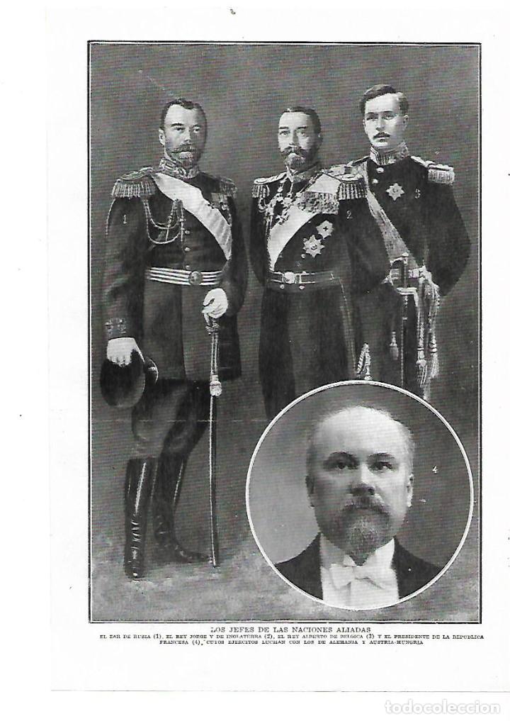 Collectionnisme: A&Ntilde;O 1914 RECORTE PRENS GUERRA MUNDIAL ALIADOS ZAR RUSIA REY JORGE INGLATERRA ALBERTO BELGICA FRANCIA