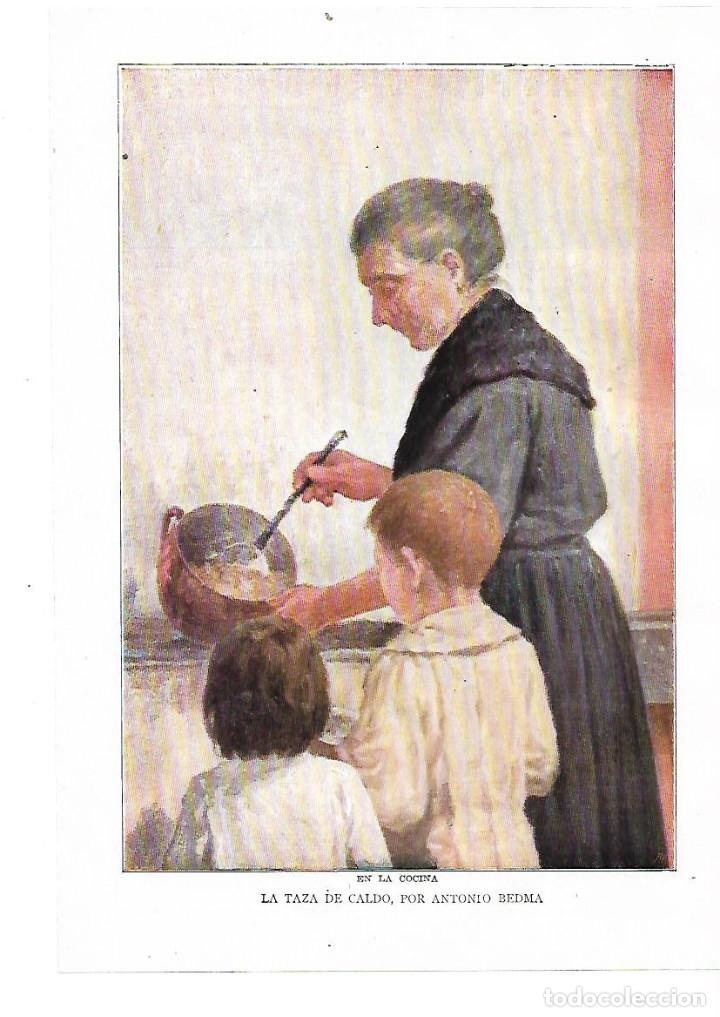 Coleccionismo: A&Ntilde;O 1914 RECORTE PRENSA PINTURA LAMINA DIBUJO REPRODUCCION LA TAZA DE CALDO ANTONIO BEDMAR