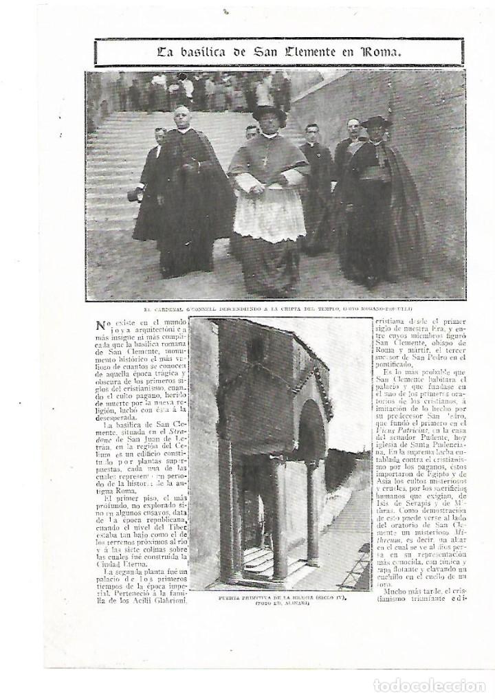 Collecting paper: A&Ntilde;O 1914 RECORTE PRENSA ITALIA LA BASILICA DE SAN CLEMENTE EN ROMA CRITA MITHREUM