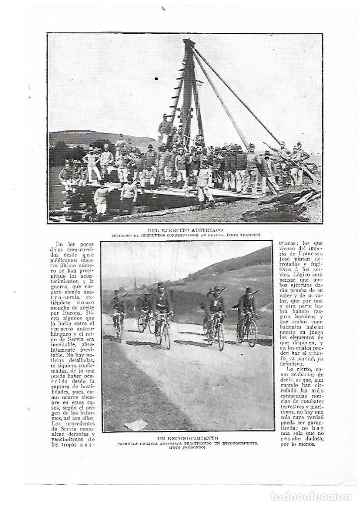 Collectionnisme: A&Ntilde;O 1914 RECORTE PRENSA GUERRA MUNDIAL AUSTRIA EJERCITO CONSTRUCCION PUENTE PATRULLA CICLISTA MOTOCI