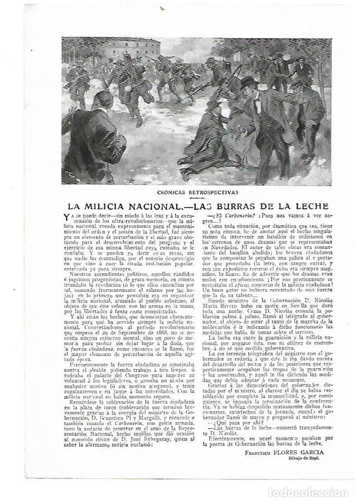 Colecionismo: 1914 RECORTE PRENSA LA MILICIA NACIONAL LAS BURRAS DE LA LECHE FRANCISCO FLORES GARCIA DIBUJO ESPI