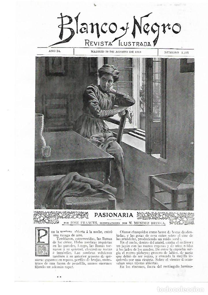 Collezionismo: A&Ntilde;O 1914 RECORTE PRENSA RELATO CORTO PASIONARIA POR JOSE FRANCES DIBUJO MENDEZ BRINGA