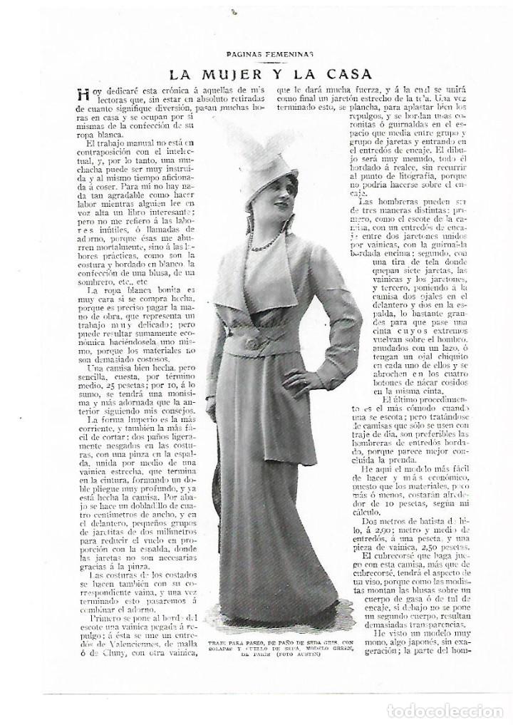Colecionismo: A&Ntilde;O 1914 RECORTE PRENSA MODA MUJER VESTIDO TRAJE DE PASEO MODELO GREEN DE PARIS