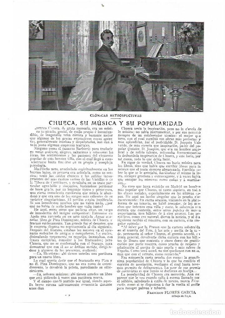Collezionismo: A&Ntilde;O 1914 RECORTE PRENSA CHUECA SU MUSICA Y SU POPULARIDAD POR FRANCISCO FLORES GARCIA DIBUJO ESPI