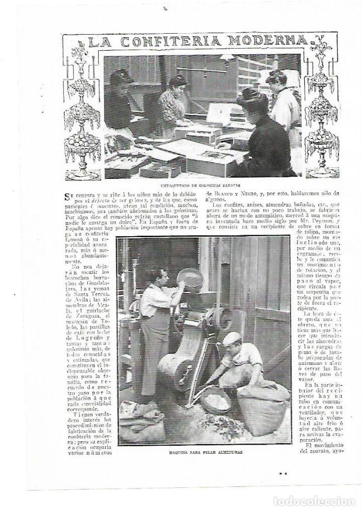 Collectionnisme: A&Ntilde;O 1914 RECORTE PRENSA ESPA&Ntilde;A LA CONFITERIA MODERNA MAQUINARIA METODOS CONFITES GOLOSINAS ALMENDRAS