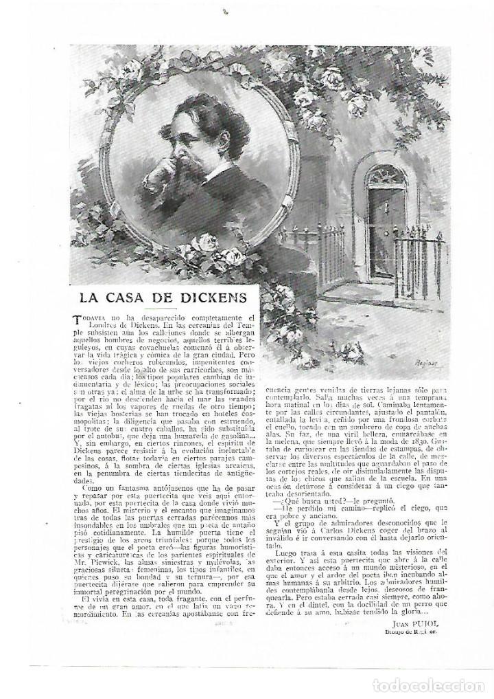 Colecionismo: A&Ntilde;O 1914 RECORTE PRENSA LA CASA DE DICKENS POR JUAN PUJOL DIBUJO DE REGIDOR ILUSTRACION
