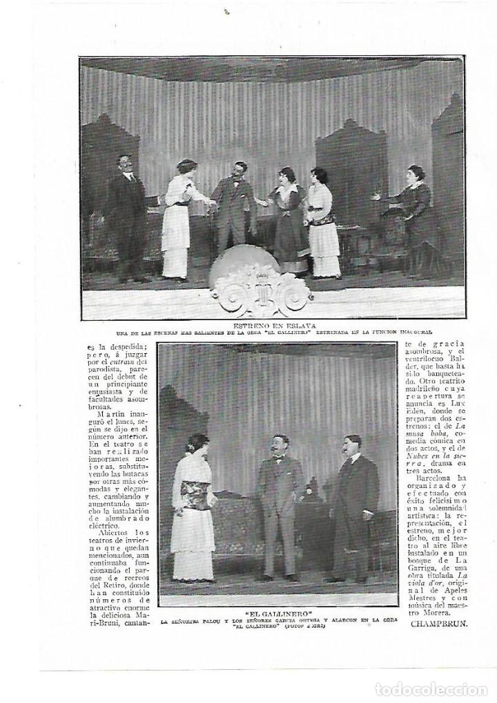 Collezionismo: A&Ntilde;O 1914 RECORTE PRENSA ESTRENO TEATRO ESLAVA OBRA EL GALLINERO PALOU GARCIA ORTEGA ALARCON ACTORES