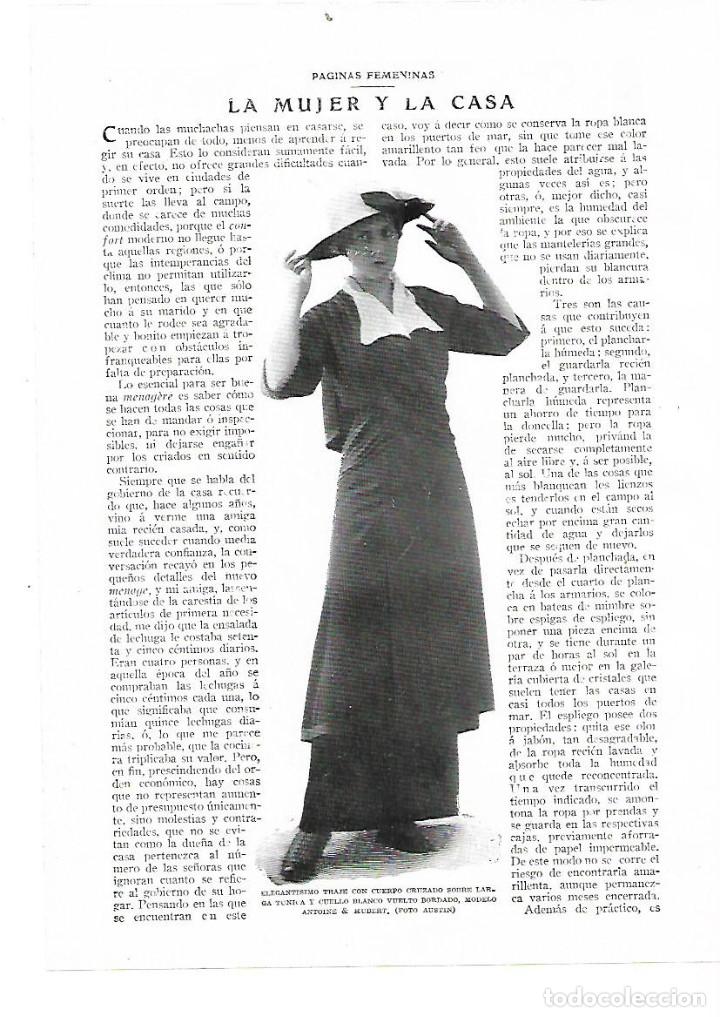 Coleccionismo: A&Ntilde;O 1914 RECORTE PRENSA MODA MUJER VESTIDO ELEGANTE TRAJE MODELO ANTOINE HUBERT