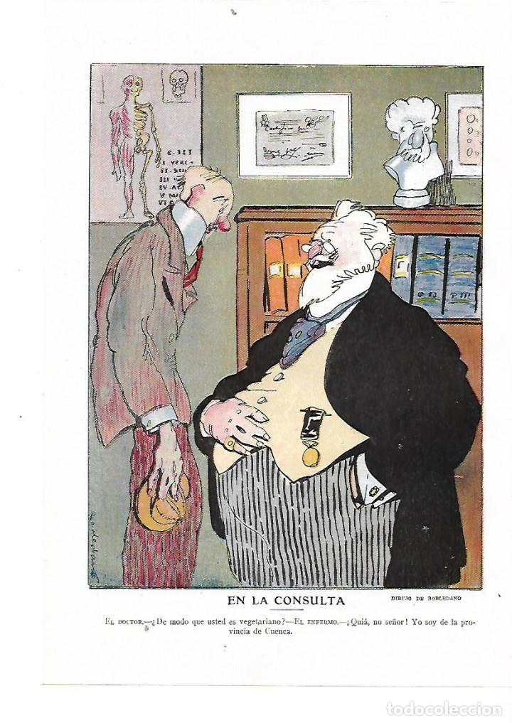 Collecting paper: A&Ntilde;O 1914 RECORTE PRENSA DIBUJO HUMOR COMIC CARICATURA EN LA CONSULTA MEDICO POR ROBLEDANO