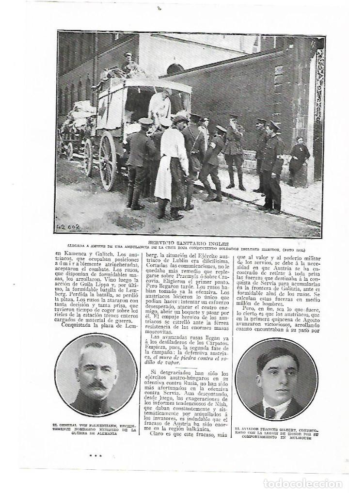 Colecionismo: A&Ntilde;O 1914 RECORTE PRENSA GUERRA MUNDIAL EUROPEA SANIDAD MILITAR INGLESA  AMBULANCIA CRUZ ROJA AMIENS