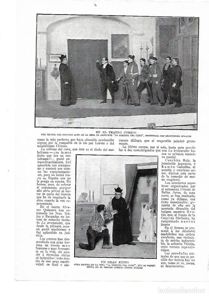 Collectionnisme: A&Ntilde;O 1914 RECORTE PRENSA TEATRO COMICO OBRA DE ARNICHES LA SOBRINA DEL CURA
