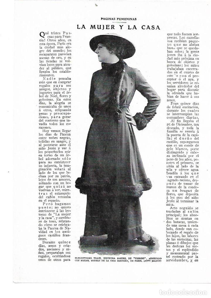 Coleccionismo: A&Ntilde;O 1914 RECORTE PRENSA MODA MUJER VESTIDO PIELES CREACION CASA BERNARD DE PARIS