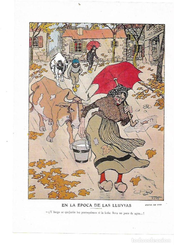Colecionismo: A&Ntilde;O 1914 RECORTE PRENSA DIBUJO HUMOR COMIC CARICATURA EN LA EPOCA DE LLUVIAS POR TITO