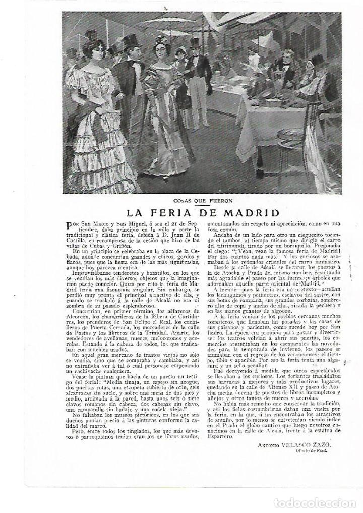 Colecionismo: A&Ntilde;O 1914 RECORTE PRENSA LA FERIA DE MADRID POR ANTONIO VELASCO ZAZO DIBUJO DE ESPI