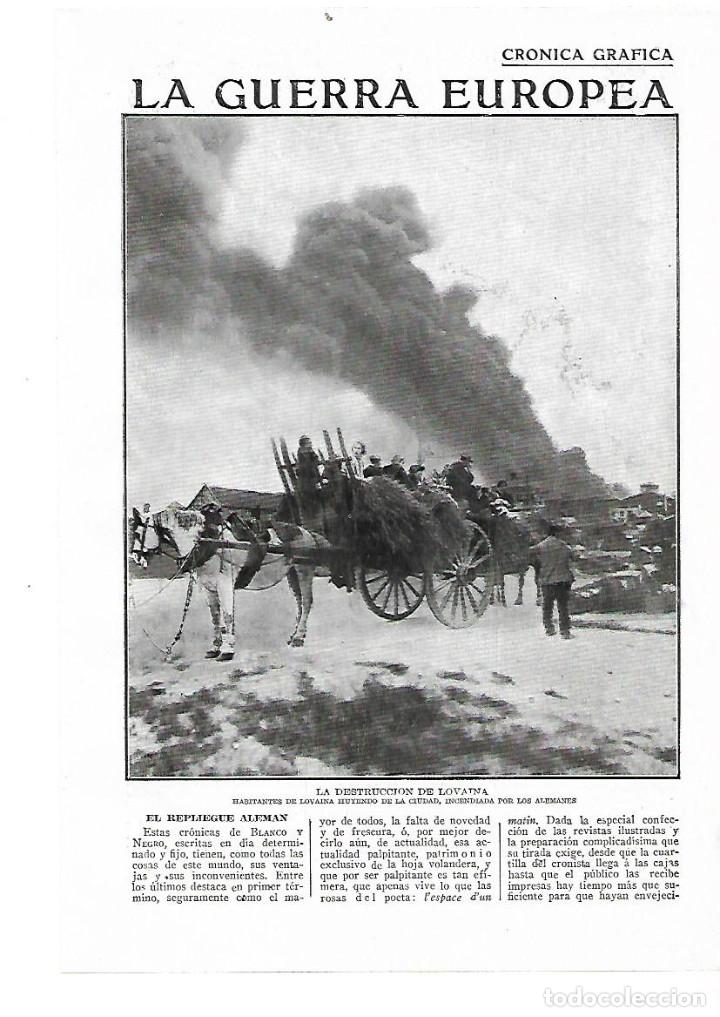 Collecting paper: A&Ntilde;O 1914 RECORTE PRENSA GUERRA MUNDIAL EUROPEA BELGICA LIEJA  DESTRUCCION DE LOVAINA BRUSELAS