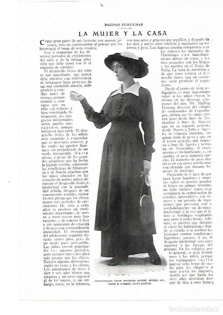 Coleccionismo: A&Ntilde;O 1914 RECORTE PRENSA MODA MUJER VESTIDO TRAJE HECHURA SASTRE MODELO ANTOINE HUBERT