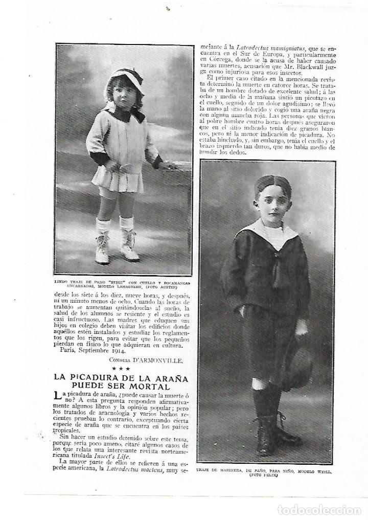 Coleccionismo: A&Ntilde;O 1914 RECORTE PRENSA MODA INFANTIL TRAJE NI&Ntilde;A MODELO LAMAGNERE TRAJE MARINERO NI&Ntilde;O MODELO WEILL