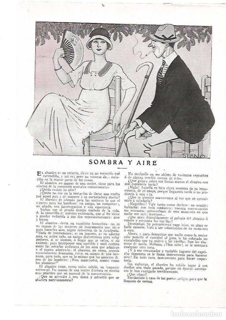 Colecionismo: A&Ntilde;O 1914 RECORTE PRENSA RELATO CORTO SOMBRA Y AIRE POR LUIS GABALDON DIBUJO DE SILENO