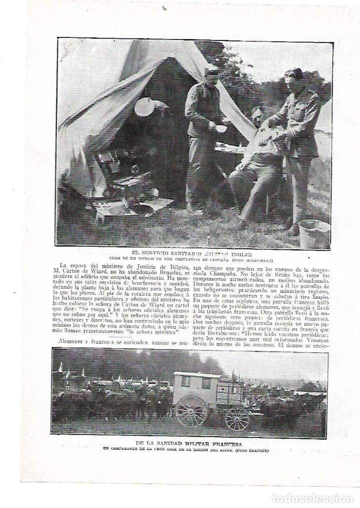 Colecionismo: A&Ntilde;O 1914 RECORTE PRENS GUERRA MUNDIAL EUROPA SANIDAD MILITAR CRUZ ROJA AMBULANCIA FRANCIA INGLATERRA