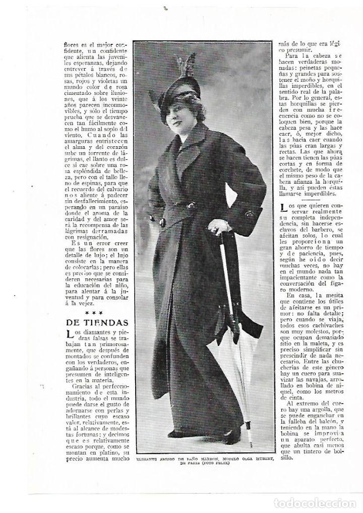 Collectionnisme: A&Ntilde;O 1914 RECORTE PRENSA MODA MUJER ABRIGO DE PA&Ntilde;O MODELO OLGA HUBERT DE PARIS