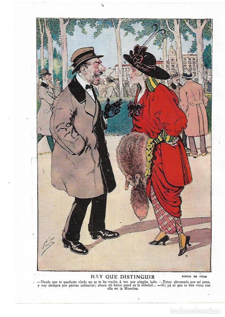 Collectionnisme: A&Ntilde;O 1914 RECORTE PRENSA DIBUJO HUMOR COMIC CARICATURA HAY QUE DISTINGUIR POR CILLA
