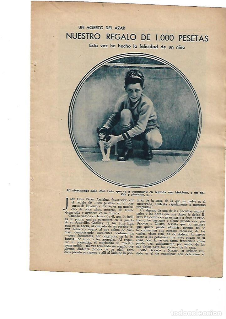 Colecionismo: A&Ntilde;O 1934 RECORTE PRENSA JOSE PEREZ ANDALUZ GANADOR DE 1000 PESETAS EN EL CONCURSO DE BLANCO Y NEGRO