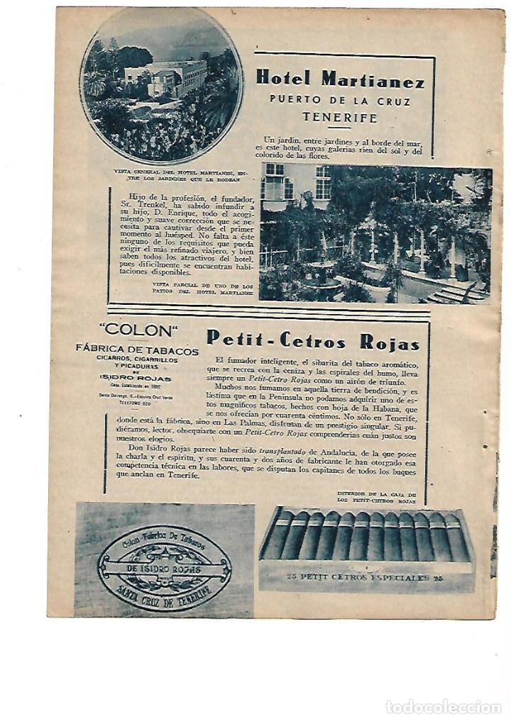 Colecionismo: A&Ntilde;O 1934 RECORTE PRENSA PUBLICIDAD HOTEL MARTIANEZ SANTA CRUZ DE TENERIFE