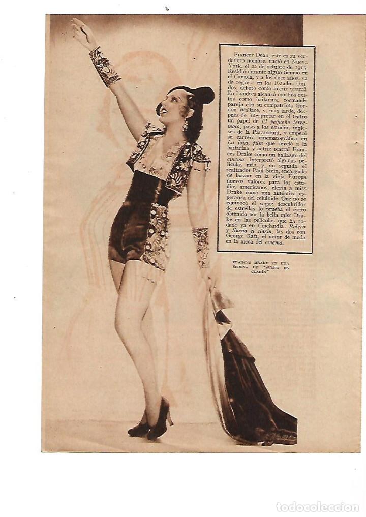 Colecionismo: A&Ntilde;O 1934 RECORTE PRENSA CINE ACTRIZ FRANCES DRAKE PELICULA SUENA EL CLARIN
