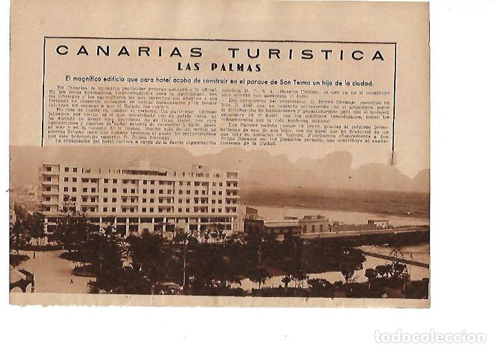 Collecting paper: A&Ntilde;O 1934 RECORTE PRESA TURISMO LAS PALMAS CANARIAS HOTEL PARQUE DE SAN TELMO BRUNO NARANJO