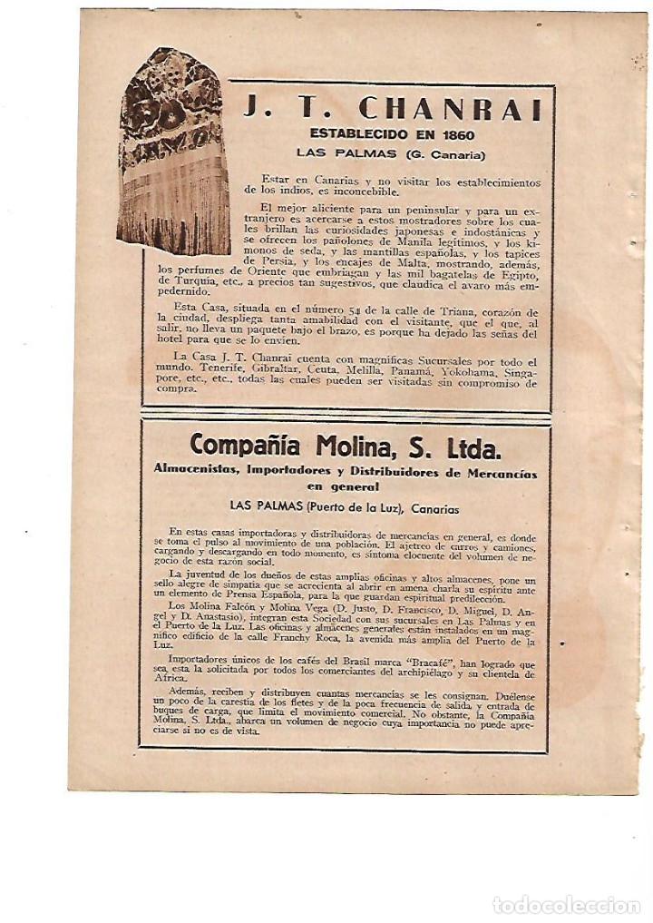 Collectionnisme: A&Ntilde;O 1934 RECORTE PRENSA PUBLICIDAD CASA J T CHANRAI LAS PALMAS CANARIAS ALMACEN PA&Ntilde;OLONES DE MANILA