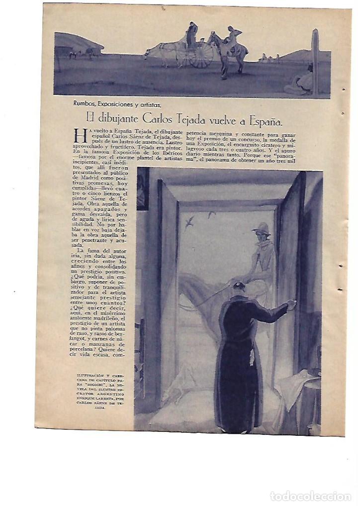 Collectionnisme: A&Ntilde;O 1934 RECORTE PRENSA PINTURA DIBUJO CARLOS SAENZ DE TEJADA VUELVE A ESPA&Ntilde;A EXPOSICION