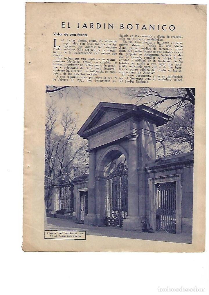 Collecting paper: A&Ntilde;O 1934 RECORTE PRENSA MADRID EL JARDIN BOTANICO IGLESIA BOSQUE DE LAURELES JARDIN ROMANTICO