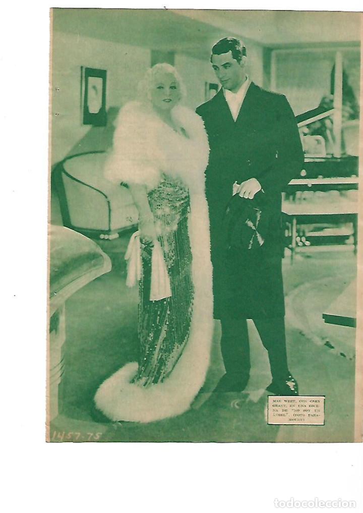 Sammelleidenschaft Papier: A&Ntilde;O 1934 RECORTE PRENSA CINE ACTRIZ ARTISTA MAE WEST Y CARY GRANT PELICULA NO SOY UN ANGEL