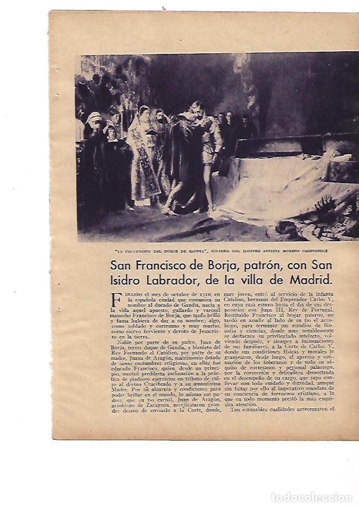 Collectionnisme: A&Ntilde;O 1934 RECORTE PRENSA SAN FRANCISCO DE BORJA PATRON DE MADRID CON SAN ISIDRO LABRADOR