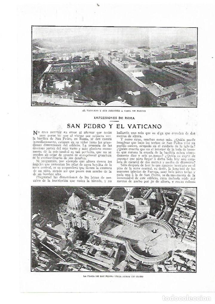 Colecionismo: A&Ntilde;O 1914 RECORTE PRENSA SAN PEDRO Y EL VATICANO ROMA ITALIA VI&Ntilde;EDOS DEL VATICANO