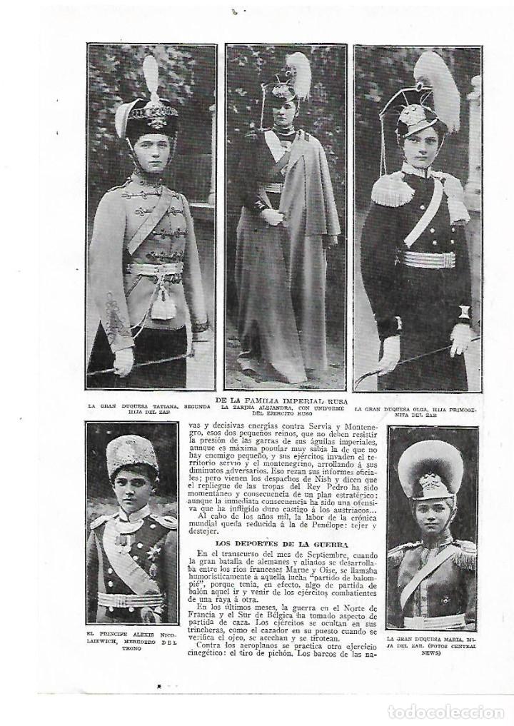 Colecionismo: A&Ntilde;O 1914 RECORTE PRENSA GUERRA MUNDIAL RUSIA FAMILIA IMPERIAL RUSA UNIFORMES