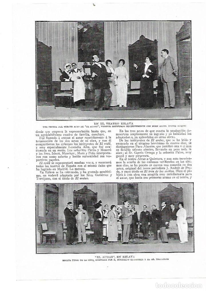 Colecionismo: A&Ntilde;O 1914 RECORTE PRENSA TEATRO ESLAVA OBRA VODEVIL EL AUDAZ