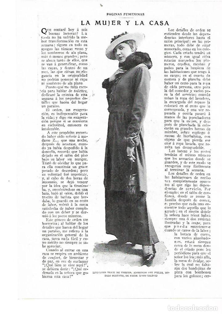Coleccionismo: A&Ntilde;O 1914 RECORTE PRENSA MODA MUJER VESTIDO TRAJE DE TIGRINA MODELO BERNARD DE PARIS